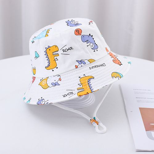 Fashion Summer Baby Hat Cartoon Dinosaur Print Kids Bucket Hat