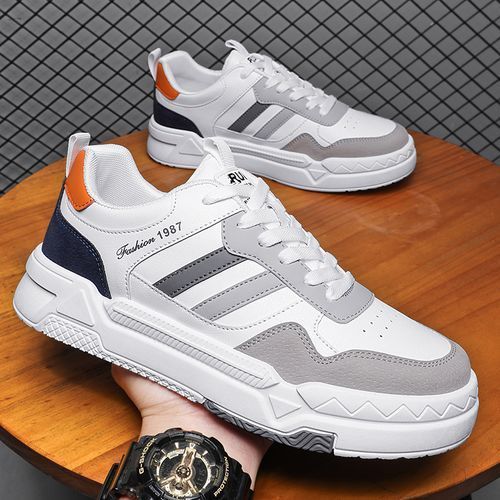 Sport Fashion Breathable PU Leather Sneakers Male Flat Shoes Men s Shoes White Jumia Nigeria