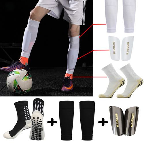 Generic A Set Hight Elasticity Soccer Shin Guard Sleeves Adults Kids  Football Pads Trusox Anti-Slip Sock Leg Cover Sport Protective Gear-Black  Set