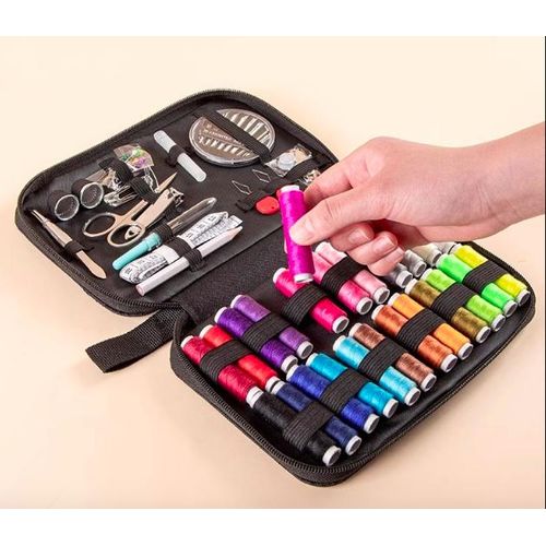 Generic 104 Pcs Sewing Kit - Portable Black Oxford Cloth Case, Essential Tools for Travel & Repairs