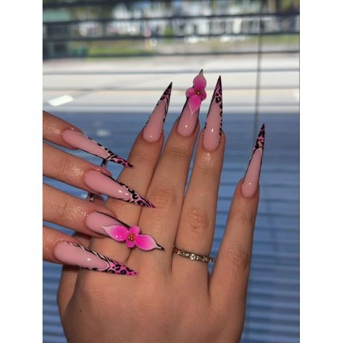 product_image_name-Fashion-Luxury press on nails pink black and nude -1