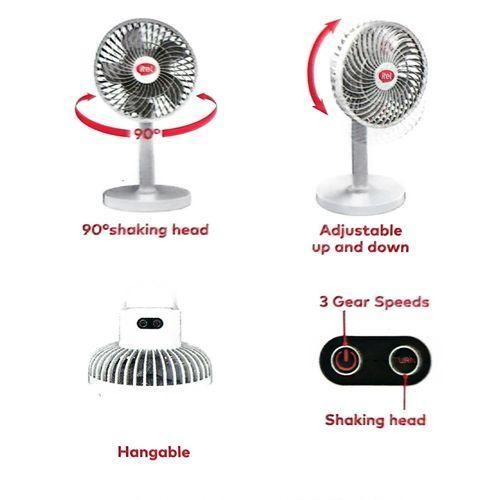 itel  3600mAh Rechargeable Fan with Rotating Head, 3 SPEED - image 3