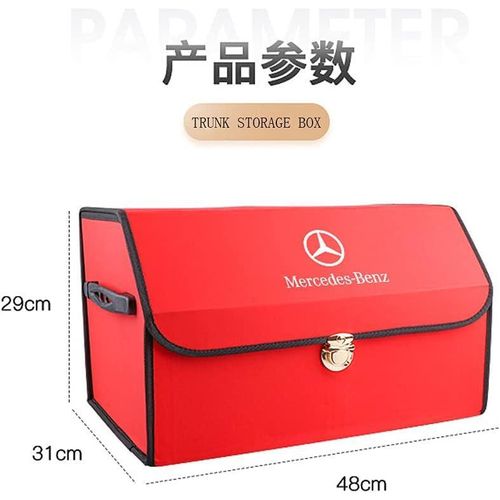 product_image_name-Generic-Top-Grade Quality Foldable Leather Trunk Storage Organizer with Mercedes logo - Red-1