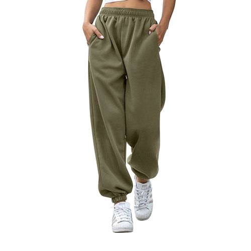 Generic Autumn Winter Fleece Joggers Sweatpants Women High Waist Solid  Loose Baggy Hip Hop Casual Fashion Sport Pants Streetwear(#Green)