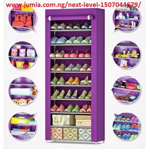 product_image_name-Generic-Stainless Shoe Rack + Fabric Cover For 24-Pairs-1