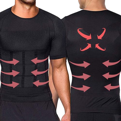 Mens Waist Trainer Vest Body Shaper Compression Shirt Tank Top Workout Fat  Burn