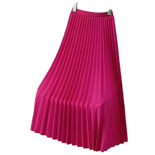 product_image_name-Fashion- Elegant Pleated Midi Skirt- Radiant & Flowing Design-FUCHSIA PINK-1