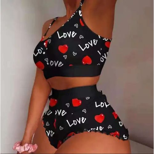 Generic Women Sleeveless Cami Pajamas Love Printed Sleepwear Short