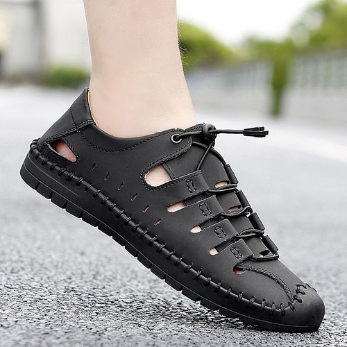 Fashion Luxury Sandals Men Breathable Leather Outdoor Sandalias