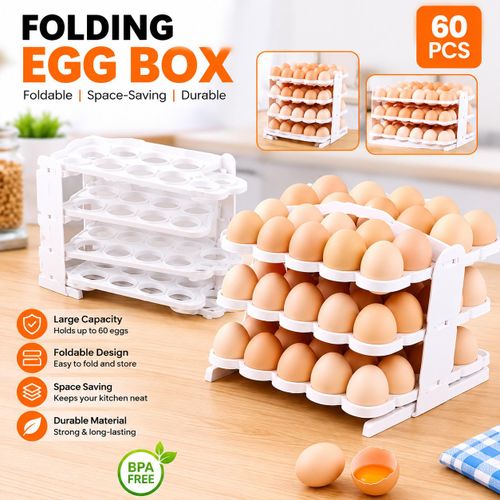 Generic 60 Eggs Capacity  Foldable Refrigerator Egg Organizer ! Folding Egg Storage Box - image 2