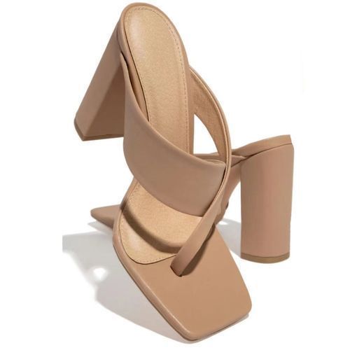 Fashion Women Slippers Strappy Mule High Heels Slippers Sandals