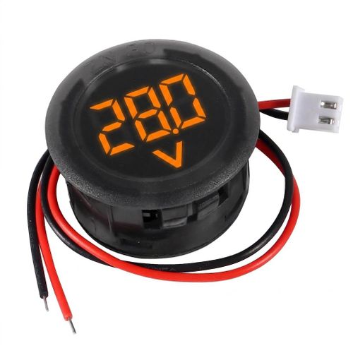 Generic Round Mini DC Voltmeter 4-100V 2-Wire LED Panel Meter For Car Solar Battery,Orange - image 2
