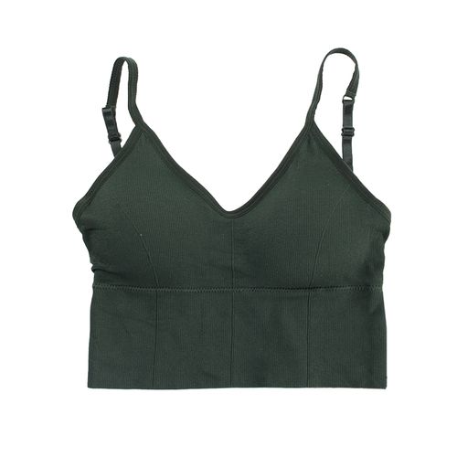 Generic Sport Bras Seamless Removable Padded Nylon Adjustable-Green