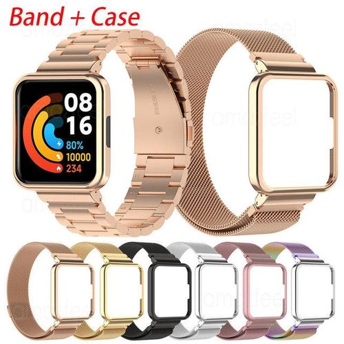 Cheap Metal+Case protector For Redmi Watch 3 Active Stainless steel  bracelet for Xiaomi Watch 3 Lite Metal strap Cover frame