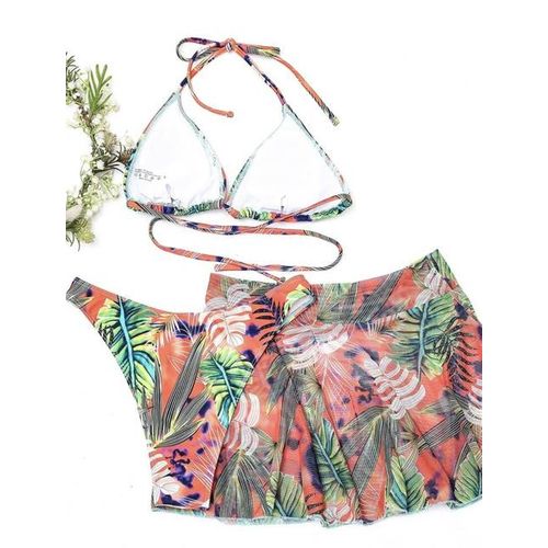 Generic Women Summer Sexy Vacation Beach Bikinis Set 3 Piece Camisole And  Skirt Suit Slim Print Female Swimming Skirt Set 2022 Bikinis