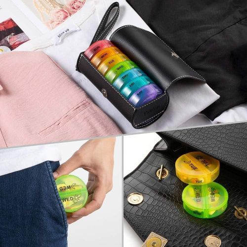 YUUIKLLE Weekly Pill Organizer,Large Daily Pill Cases with PU Leather Case - image 7