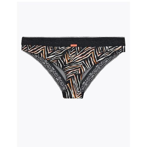 M&S Zebra Print Lace Trim Brazilian Knickers