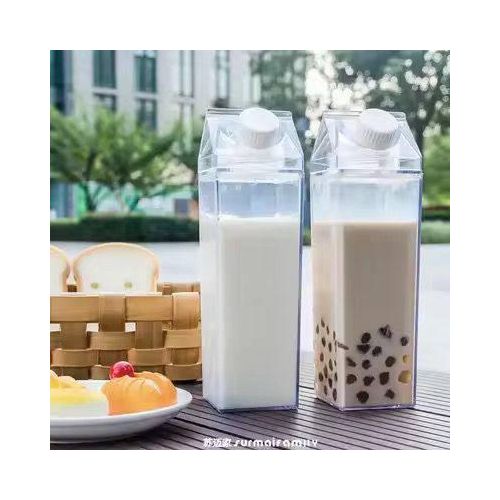 Generic Water Bottle – 1000ml/500ml Square Plastic Juice Bottle with Lid, Leakproof Reusable Milk & Beverage Storage Container - image 3