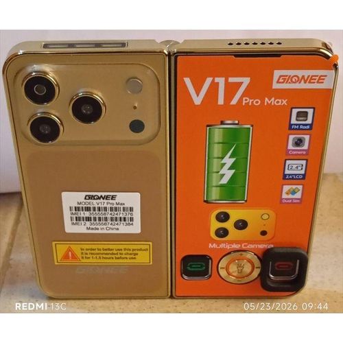 Gionee  V17pro Max, dual sim, double sided screen, camera, vibration, type c charger,Gold - image 2