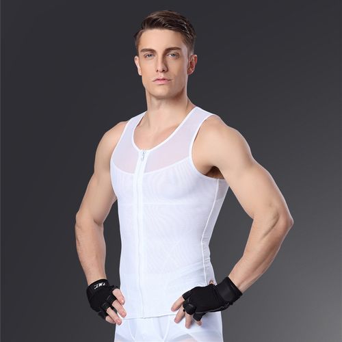 Fashion (White,)Zipper Waist Trainer Vest Shaper Wear Men Corset