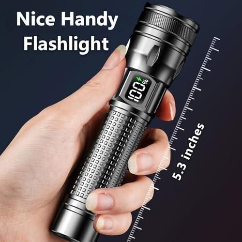 Generic Rechargeable LED Flashlight with Digital Power Display, High Brightness Long Range Torch Light for Camping Emergency Use - image 7