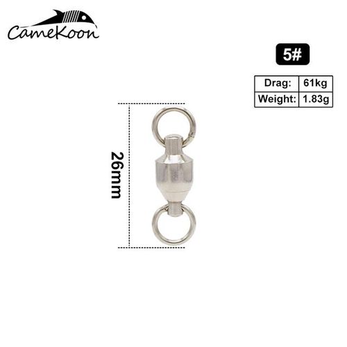 Generic Camekoon 50pcs Stainless Steel Fishing Rolling Barrel Swivels  Connector 0-10 Multi Sizes Sea Fishing Accessories Tool