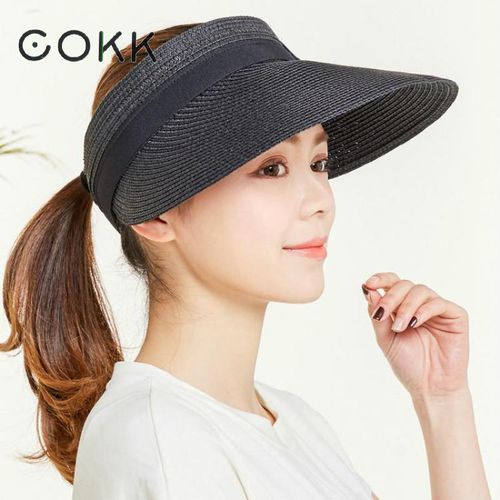 Bow Sun Hats Adjustable Beach Summer Wide Brim Visor Straw Women