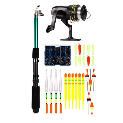 Generic 1.6m Travel Telescopic Spinning Fishing Rod Complete Tackle Kit  Combo