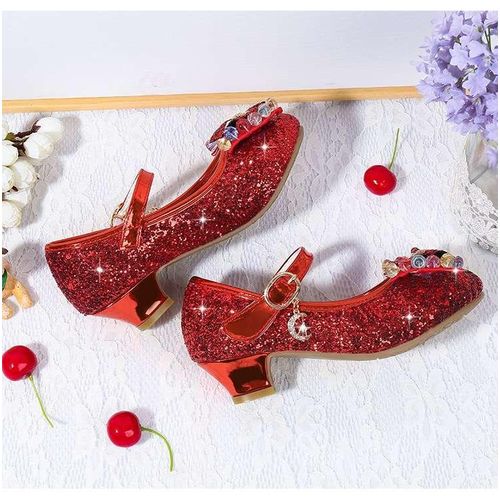 product_image_name-Fashion-Red/ wine  Girls Low Heel Princess special event dress Shoe-1