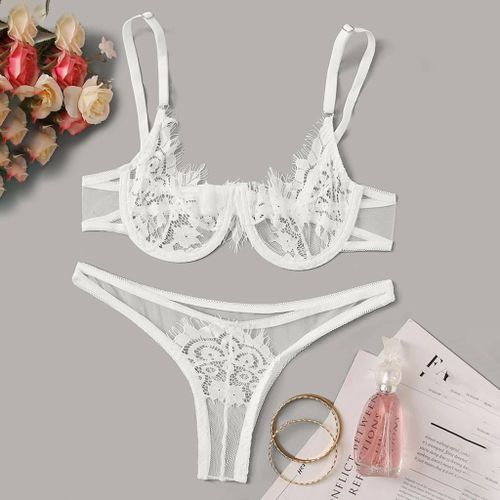 Fashion Erotic Lingerie Underwear Sexy Lace Bra And Set Transparent  Underwear