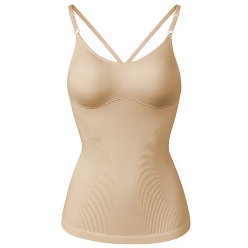 Women Built in Bra Padded Cami Vest Camisole Tank Top Body Shaper