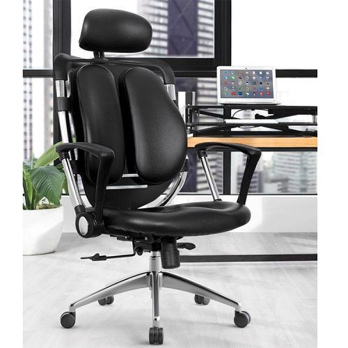 product_image_name-Generic-Kidney Leather Chair With Headrest - Black-1