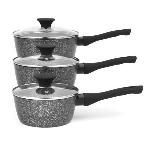 Salter Megastone 3-Piece Saucepan Set