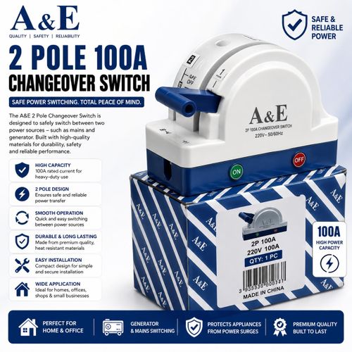 A&E .A&E Heavy-Duty 2 Pole Changeover Switch – 100A Power Transfer Switch (220V)