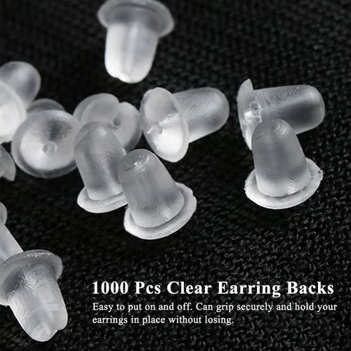 Generic 1000 Pcs Clear Earring Backs Safety Silicone Bullet Earring