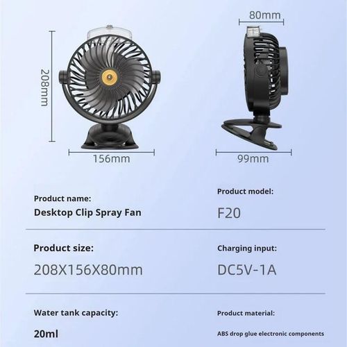 Generic Portable Clip Durable Mist Spray Fan - image 5