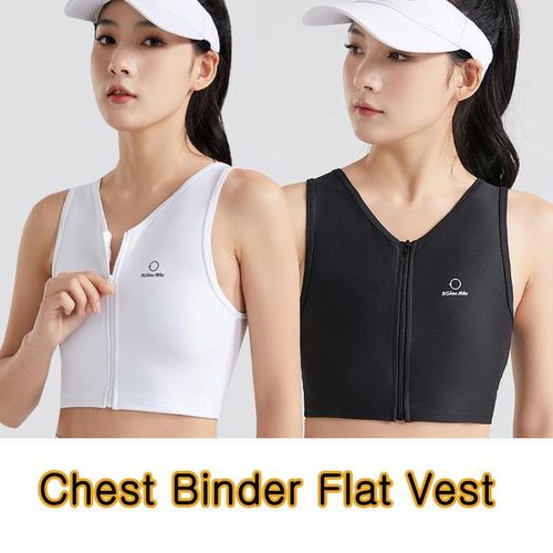 Generic Upgrade And Strengthen Elastic Chest Binder Chest Flat Vest Transgender  Binders Zip Breast Binder Tank Sport Bra