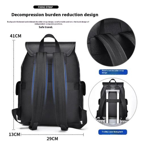 Fashion Executive  Laptop Backpack Bag Oxford Leather - PU 6 BLACK - image 4