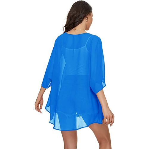 ROV D'Clothier Blue Light Weight Open Front Kimono Jacket Women