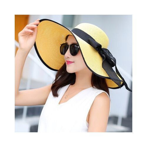 Fashion Summer Wide Brim Straw Hats Big Sun Hats For Women UV Protection  Panama Floppy Beach Hats Ladies Bow Hat Chapeau Femme