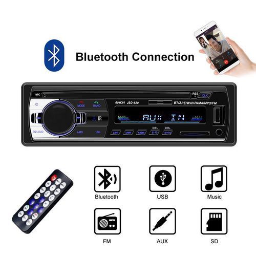Generic Autoradio Bluetooth - FM-MP3-USB-SD-AUX ISO 4 x 60W + Télécommande  à prix pas cher
