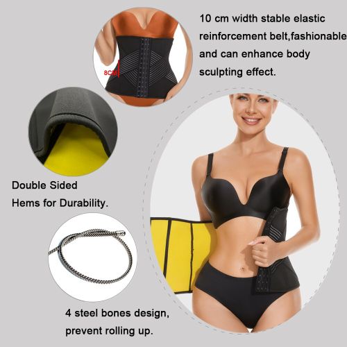 Generic Waist Trainer For Women Waist Cincher Sweat Band Weight Loss  Neoprene Slimming Gridle Gym Corset Body Shaper-black-YDN5091