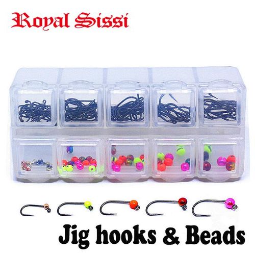 Generic 1set 60 Degree Jig Hooks Slotted Tungsten Beads Combo With