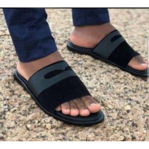 Fashion Men /Guys Pam Slippers Stylish And Cute Leather Slides-White Palm