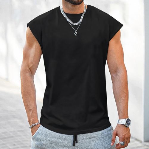  Mens Polyester Spandex Shirt Sleeveless T Shirt Men's Fitness  Tank Top Pure Cotton Running Training Cotton (Black, M) : Clothing, Shoes &  Jewelry