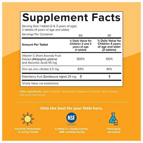 RENZO'S VITAMINS Kids Vitamin C + Elderberry & Zinc Immune - 60 Tabs - image 2