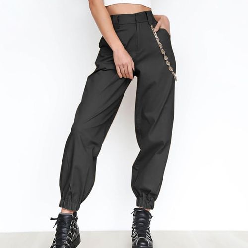 Fashion Women Casual Solid Cargo Pants Spring Summer High Waist