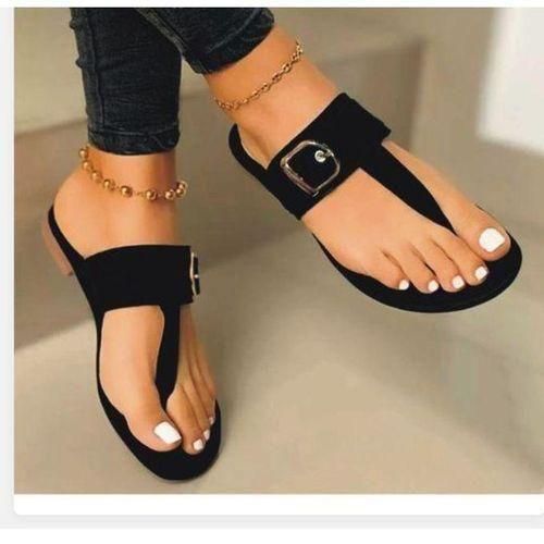 product_image_name-Fashion-Ladies Classic Flat Slippers - Black-1