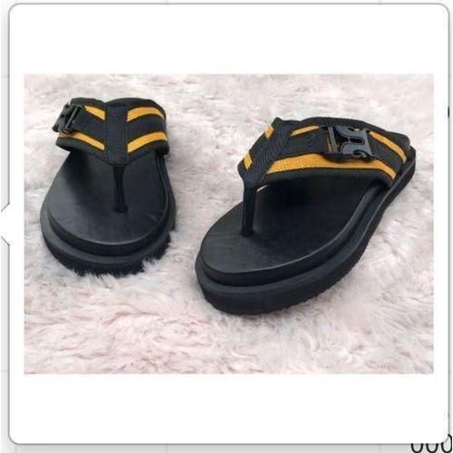 product_image_name-Fashion-Black Buckle Leather Slippers-1