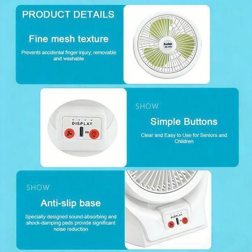 product_image_name-Generic-USB rechargeable mini fan with LED lighting,white, 360° adjustable desktop silent mode.-2